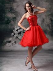 Sequin Bodice Mini-length Scarlet Organza Sweet 16 Dress