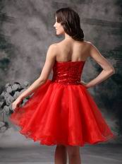 Sequin Bodice Mini-length Scarlet Organza Sweet 16 Dress