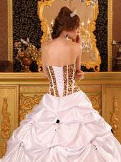 Stylish Ball Gown Ruffles White And Leopard Print La Quinceanera Dress