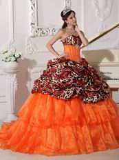 Sexy Deer Printed Pattern Orange Red Quinceanera Dress For 2014