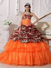 Sexy Deer Printed Pattern Orange Red Quinceanera Dress For 2014