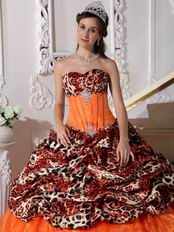 Sexy Deer Printed Pattern Orange Red Quinceanera Dress For 2014