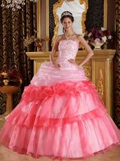 Gradient Pink Floor Length Skirt Quinceanera Gown With Single Shoulder Design