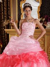 Gradient Pink Floor Length Skirt Quinceanera Gown With Single Shoulder Design