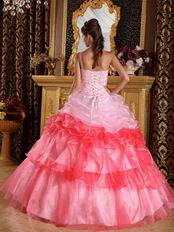 Gradient Pink Floor Length Skirt Quinceanera Gown With Single Shoulder Design