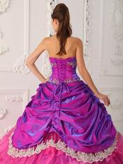 Hot Pink Ruffled Layers Fuchsia Quinceanera Dress With Lace Decorate