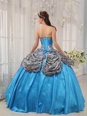 Princess Printed Zebra Bodice Quinceanera Dress With Aqua Ball Gown