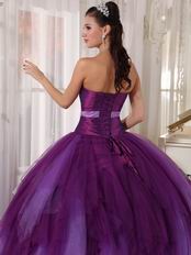 Strapless Beaded Fading Purple Skirt Prom Quinceanera Girl Dress