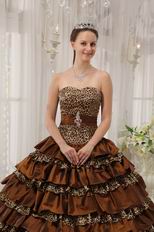 Sexy Brown And Leopard Print Interphase Layers Girls Quinceanera Dress