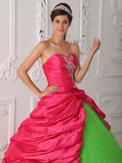 Fuchsia And Spring Green Sweetheart Embroidery Dress For Quinceanera Party