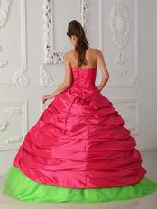 Fuchsia And Spring Green Sweetheart Embroidery Dress For Quinceanera Party