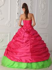 Fuchsia And Spring Green Sweetheart Embroidery Dress For Quinceanera Party