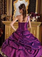 Cheap Puple Taffeta and Leopard Print Layers Skirt Quinceanera Gown