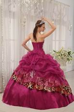 Best 2014 Appliqued Ruby Red Quinceanera Dress With Leopard Fabric