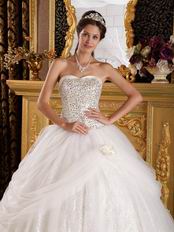 Fit and Flare Sweetheart Sequined Skirt Floor Length White Quinceanera Dress