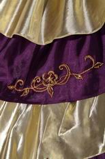 Purple and Gold Layers Embroidery Cheap Girl Quinceanera Dress