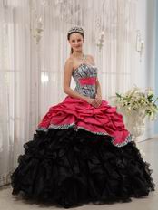 Brand New Sweetheart Fuchsia Quinceanera Dress With Zebra Fabric