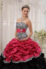 Brand New Sweetheart Fuchsia Quinceanera Dress With Zebra Fabric