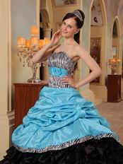 Sky Blue Sweetheart New Arrival Black Quinceanera Dress With Zebra