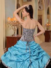 Sky Blue Sweetheart New Arrival Black Quinceanera Dress With Zebra