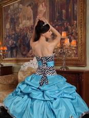 Aqua Blue And Black Bubble Cascade Skirt Dress For Quinceanera Party