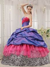 Exclusive Strapless Bubble Floor Length Zebra With Pink Quinceanera Dress