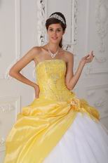 Daffodil Strapless Embroidery Floor Length White Skirt With Flowers