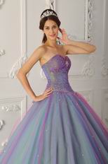 Multi-color Sweetheart Princess Floor-length Tulle Quinceanera Dress