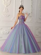 Multi-color Sweetheart Princess Floor-length Tulle Quinceanera Dress
