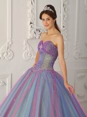 Multi-color Sweetheart Princess Floor-length Tulle Quinceanera Dress