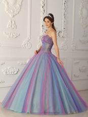 Multi-color Sweetheart Princess Floor-length Tulle Quinceanera Dress