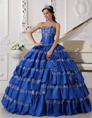 Beautiful Royal Blue Top Designer For Quinceanera Dress With Embroidery