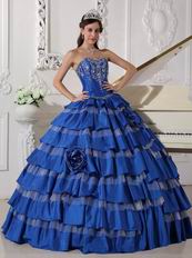 Beautiful Royal Blue Top Designer For Quinceanera Dress With Embroidery