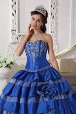 Beautiful Royal Blue Top Designer For Quinceanera Dress With Embroidery