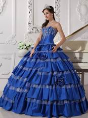 Beautiful Royal Blue Top Designer For Quinceanera Dress With Embroidery