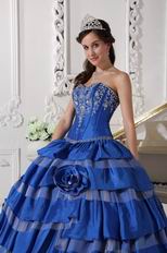 Beautiful Royal Blue Top Designer For Quinceanera Dress With Embroidery