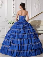 Beautiful Royal Blue Top Designer For Quinceanera Dress With Embroidery