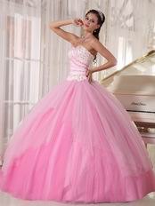 Cute Sweetheart Floor-length Tulle Fading Pink Girls Quinceanera Dress