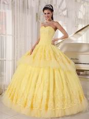 Sweetheart Dark Yellow Quinceanera Dress With Lace Appliques