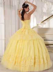 Sweetheart Dark Yellow Quinceanera Dress With Lace Appliques