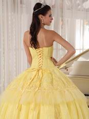 Sweetheart Dark Yellow Quinceanera Dress With Lace Appliques
