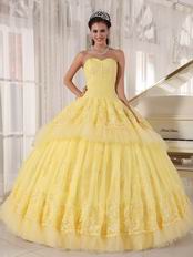 Sweetheart Dark Yellow Quinceanera Dress With Lace Appliques