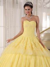 Sweetheart Dark Yellow Quinceanera Dress With Lace Appliques