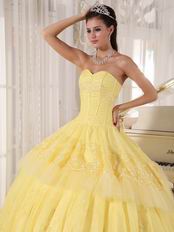 Sweetheart Dark Yellow Quinceanera Dress With Lace Appliques