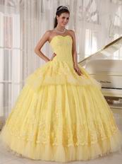 Sweetheart Dark Yellow Quinceanera Dress With Lace Appliques