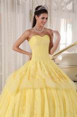 Sweetheart Dark Yellow Quinceanera Dress With Lace Appliques