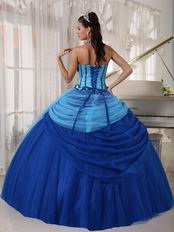 Strapless Beaded Floor Length Muliti Blue Dress For Quinceanera Prom