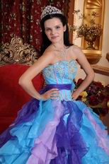 Multi-color Floor-length Colorful Custom Made Quinceanera Dress Cute