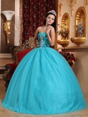 Sweetheart Turquoise Quinceanera Dress Popular Flare Sequin Bodice
