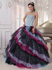 Diagonal Multi-color Layers Princess Wear Ebay Quinceanera Dress